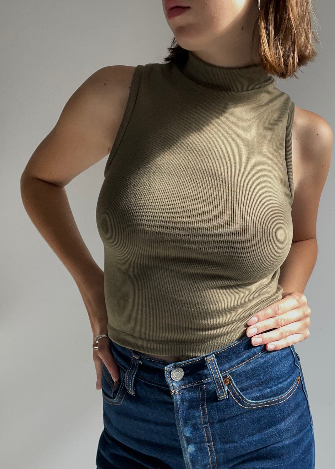 Ribbed Mock Neck Tank